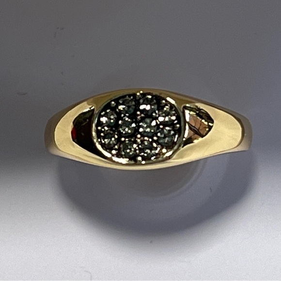 💥SALE Signet Ring Crystal Pave Gold Tone Rhodium Plated Black Enamel Sz‎ 8 NWT - Picture 5 of 11